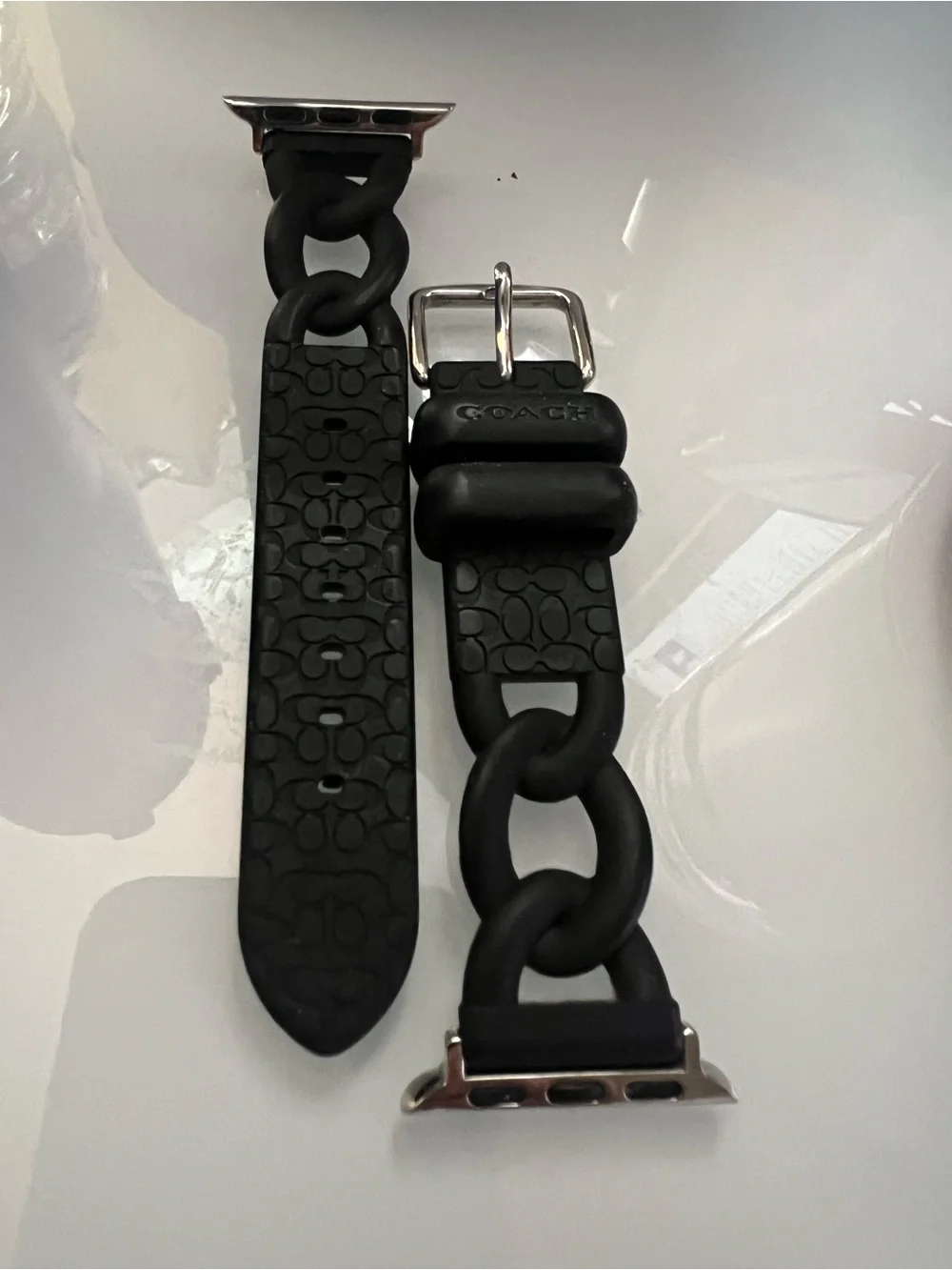 Coach Black Silicone Link Apple Watch Band for 38mm or 40 mm